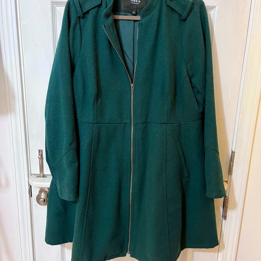 Torrid green fit and flare jacket 1x